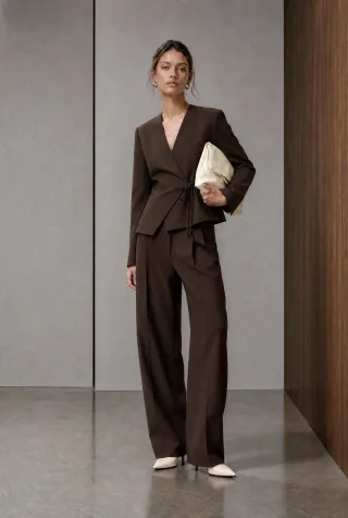Jane Lushka - Lean wide-leg pants dark brown - Gr. - S