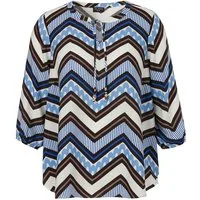 VIA APPIA DUE Klassische Bluse Bluse V-Ausschnitt 3/4 Arm Druck