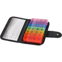 HAC24 Pillendose Pillenbox Pillendose Medikamentenbox Tablettenbox -Tablettendose (1 St), 7 Tage á 4 Fächer, mit Schwarzen Etui