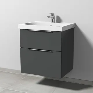 Sanipa 3way Waschtischunterbau zu Geberit Acanto Waschtisch mit 2 Auszügen, Anthrazit-Matt UM41522