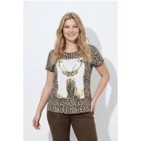 Ulla Popken T-Shirt T-Shirt Leomuster Hirsch Classic Rundhals Halbarm