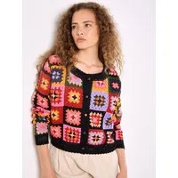 Apricot Cardigan Cardigan mit bunten Häkelquadraten