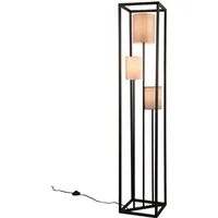 TRIO Leuchten Stehlampe ROSS, Stehleuchte 3-flammig exkl 3xE27 max 25W Flur Wohnzimmer, Ein-/Ausschalter, Leuchtmittel wechselbar, warmweiß - kaltweiß, Stehlampe 153 cm mit Fußschalter, Stoffschirme Leuchtmittel wechselbar