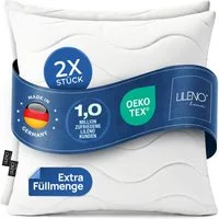 LILENO HOME Kopfkissen - gestepptes Kissen in verschiedenen Größen - Made in Germany, Füllung: 100% Polyester, Rückenschläfer, Seitenschläfer, Bauchschläfer, Spar-Set, 2er Set, Kopfkissen 80x80 cm HART mit 1.200g Füllung, allergikergeeignet
