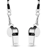 Sportyfits® Trillerpfeife 2er Set Trillerpfeife aus Edelstahl mit Band - Schiedsrichterpfeife, (Set, 2-St., 2x Trillepfeife), Mit Umhängeband