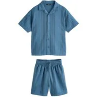 Next Shirt & Shorts Geknöpftes Jersey-Hemd und Shorts im Set (2-tlg)