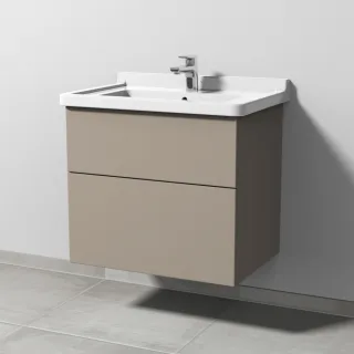 Sanipa 3way Waschtischunterbau zu Duravit Starck 3 Waschtisch mit 2 Auszügen, Sandgrau-Matt SF71067