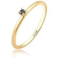 Elli DIAMONDS Diamantring Solitär Diamant Schwarz Brillantschliff (0.003 ct) 585 Gelbgold