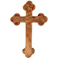 Kassis Geschenkartikel Wanddekoobjekt Olivenholz Kruzifix Wandkreuz mit runden Kanten Kreuz zum Aufhängen, Hergestellt in Bethlehem, Ideales Geschenk zu mehreren Anlässen