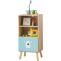 KOMFOTTEU Bücherregal Kinderregal, mit 2 Fächern & 1 Schublade, 40,5 x 29 x 85,5 cm