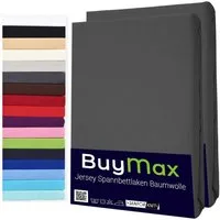 Buymax Spannbettlaken 2-er Set, Doppelpack, Bettlaken, Jersey 100% Baumwolle, Gummizug: rundum, (2 Stück), Pflegeleicht und Atmungsaktiv in Verschiedenen Farben und Größen