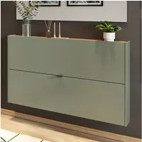 Lomadox Schuhschrank ABERDEEN-01 mit 2 Klappen, grün mit Eiche, 140cm breit
