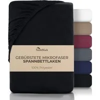 NatureMark Spannbettlaken Gebürstete Mikrofaser, Polyester, Gummizug: rundum, viele Größen und Farben Markenware (90x200 cm, Schwarz)