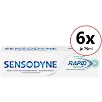 SENSODYNE Zahnpasta RAPID ACTION 6x75ml Zahncreme extra frisch Zahnpasta extra weiß, (Pflege Creme Zahnpflege Karriesschutz, Zahnsteinschutz Plaque, 6-St) Creme Zahncreme Zahnpflege Pflege Karriesschutz Zahnsteinschutz