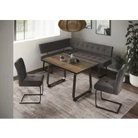HELA Essgruppe RUHR, (4-tlg), Kufentisch 140x90 cm, Schwingstuhl und Bank mit Federkorb, Komfortsitz
