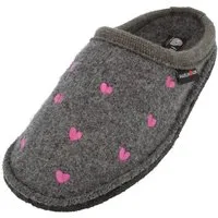 Haflinger Flair Valentine Pantoffeln aus gewalkter Wolle Herzmotiv Unisex Hausschuh