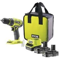 ONE+ Akku-Bohrschrauber R18DD7-220S, 18Volt grün/schwarz, 2x Li-Ionen Akku 2,0Ah, Tasche