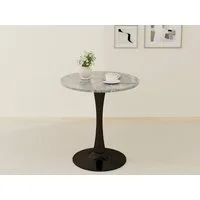 GLP Esstisch Runder Esstisch mit Sinterstein Tischplatte in Marmoroptik, 70 cm Ø (Gestell aus Metall, kratzfest und hitzebeständig), für kleine Räume und Apartments