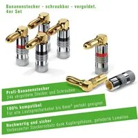 conecto conecto Bananenstecker 4er-Set, 90° gewinkelter Stecker, für alle Audio-Kabel