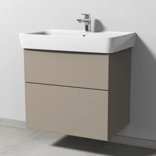 Sanipa 3way Waschtischunterbau zu Geberit Renova Plan Waschtisch mit 2 Auszügen, Sandgrau-Matt SF87767
