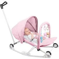 JEOBEST Babywippe 2 in 1 Kinderwagen Babyliege mit Spielbügel, Anti-Rutsch-Elemente, ab der Geburt bis 9kg