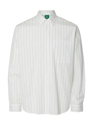 ANNARR - ANRASLUND CLASSIC STRIPE LS SHIRT Brilliant White - Gr. - M