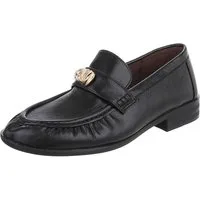 Ital-Design Damen Loafer mit Schmuckdetail und Blockabsatz Slipper (92125328) Blockabsatz Mokassins in Schwarz