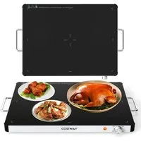 COSTWAY Warmhalteplatte, gehärtete Glas-Speisewärmer elektrisch 30-120℃
