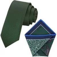 GASSANI Krawatte Herren-Krawatte Rips Fine Karo, z. Anzug Schmal Slim, Uni Seide Touch (Set, 2-St., Gepunktet, 2, Getupft, Paisley, Bunt, Geblümt, Schlips, Einstecktuch, Kariert) Blumen Blüten Punkte Dots Pünktchen Tupfen Tropfen Rauten, Seide Touch