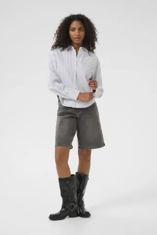 Langarm - Hemd KAosita Loose fit white black