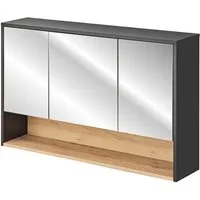 Lomadox Spiegelschrank BOLOGNA-56 Badezimmer 120 cm in anthrazit mit Artisan Eiche Nb., : 120/75/25 cm