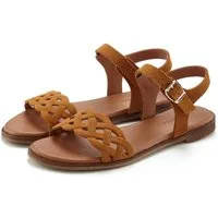 LASCANA Sommerschuh Sandale Sandalette, Sommerschuh aus Leder mit Cut-Outs und weicher Innensohle