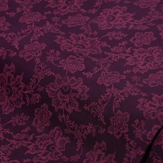Baumwoll-Trachtenstoff "Blumenranken", aubergine/rosa