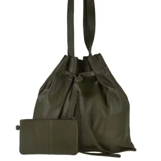 Beuteltasche Leder oliv inkl. Bag-in-Bag | Greenburry Eva Nappaleder Schultertasche. Trendige Damentasche aus weichem Leder für Alltag und Shopping.