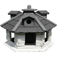 Feel2Home Vogelhaus XXL 48 cm Vogelfutterhaus Vogelhäuschen Vogelhäuser versch. Farben, Inkl. aufklappbaren Futterspender