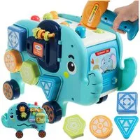 KRUZZEL Lernspielzeug Manipulationsbrett Interaktiver Elefant (Spar-Set, Puzzle), unterstützt Feinmotorik, Konzentration, Geduld & logisches Denken