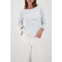 Monari Langarmshirt Shirt Schmuckschrift Regular fit mit U-Boot-Ausschnitt