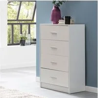 FINEBUY Schubkastenkommode FB52330 60cm mit 4 Schubladen Kommode in Weiß Sideboard (Sideboard Weiß Hochglanz 60x90x30 cm Modern), Anrichte Schmal, Kleine Schubladenkommode Flur