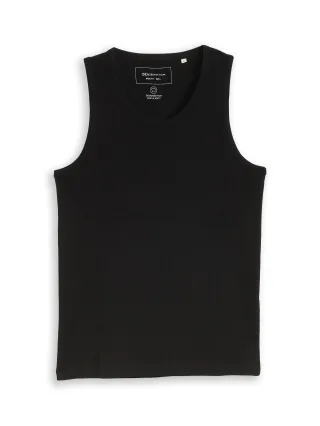 Denim Tom Tailor - Basic Ripp Tanktop black - Gr. - L