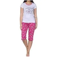 Normann Pyjama Normann Damen kurzarm Capri-Pyjama – „Coffee Lovers Club“