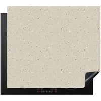 MuchoWow Herd-Abdeckplatte Hellbeige - Terrazzo - Grau, Vinyl, (1 tlg), Ceranfeldabdeckung Küche, Herdabdeckplatte Einteilig, 59x51 cm