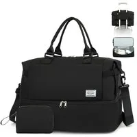 TAN.TOMI Reisetasche Wasserdichter Flugbegleiter Reise-Seesack - Tragetasche (Erweiterbar mit Trolley-Ärmel und Nasstasche), Sporttasche Wochenendtasche - Krankenhaus-Tasche