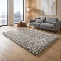 TaCa Home Langflor-Teppich Shaggy Teppich Langflor, rechteckig, Höhe: 60 mm, Schlafzimmer Kinderzimmer Wohnzimmer Esszimmer, grauweiß - 65 x 130 cm