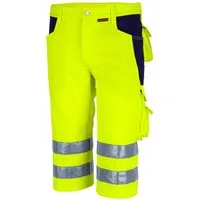 Qualitex Workwear Arbeitsshorts reflektierende PROfessionals Warnschutz-Shorts (faserverstätkt) (1-tlg) kurze Arbeitshose - 11 Taschen - Strapazierfähig - mit Zertifizierung