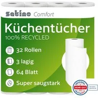 Satino Papierküchenrolle 3 lagig - 32 Rollen - 64 Blatt pro Rolle (32-St)