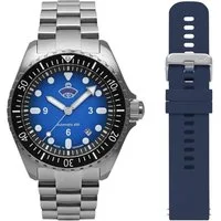 ruhla Automatikuhr NVA Kommando Minentaucher 4960M-3_set, (Set, 2-tlg., Mit zusätzlichem Armband aus Silikon), Armbanduhr, Herrenuhr, Datum, Saphirglas, Made in Germany