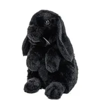 Uni-Toys Kuscheltier Widderkaninchen schwarz - 19 cm - Plüsch-Hase, Kaninchen - Plüschtier, zu 100 % recyceltes Füllmaterial