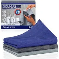 BARBONS Mikrofasertücher Geschirrtücher Allzwecktücher Fenstertücher Mikrofasertuch (100% Mikrofaser, 60x40 cm, 1 Packung, 3-tlg., Allzwecktücher, Streifenfrei, Staubfrei Auto)