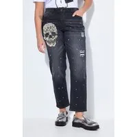 Angel of Style Regular-fit-Jeans Boyfriend-Jeans glitzernder Totenkopf 5-Pocket