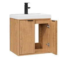 UEV Waschtisch klein Waschbecken mit Unterschrank set Badmöbel Gäste-WC hängend 49cm (Waschplatz ausreichend Stauraum,Badmobel Set fur Badezimmer, Unterschrank mit Harzbecken Wasserhahn Pop-up-Ablassventil)